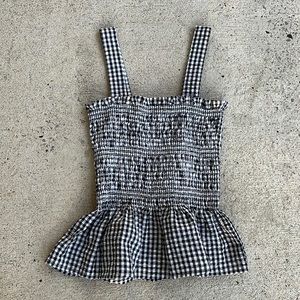 Urban Outfitters black/white gingham checked smocked top size medium